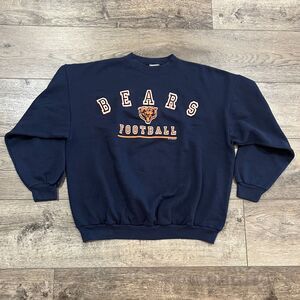 BEAUTIFUL! Vintage 90s Chicago Bears Football Crewneck Sweatshirt Navy Men's XL